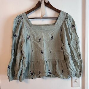 Cottage Core Floral Embroidered Women's Top